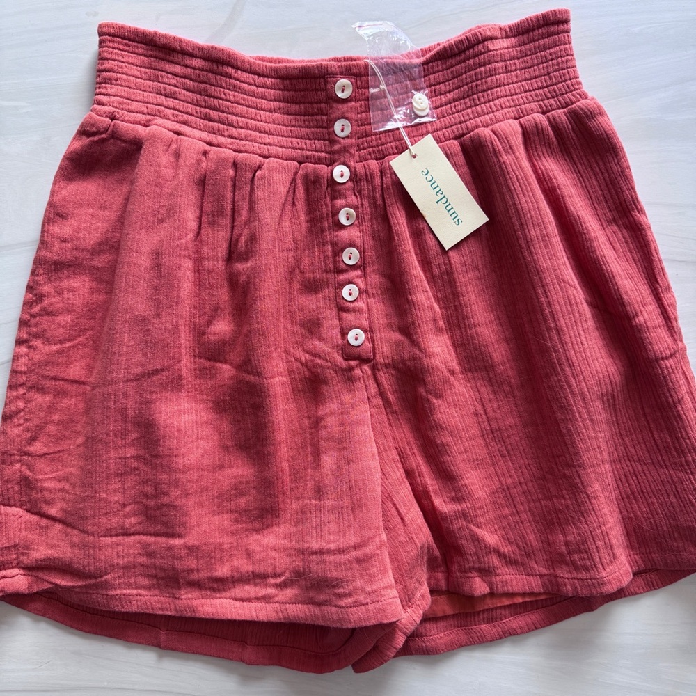 Sundance Women's Coral High-Waisted Shorts 100% Cotton Size L
